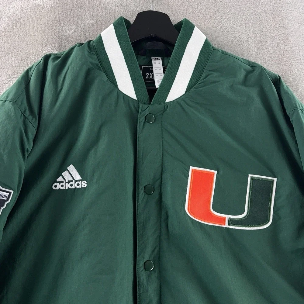Adidas Miami Hurricanes Puffer‎ Jacket Mens Size 2XL Green Team Issued Varsity - Picture 4 of 11
